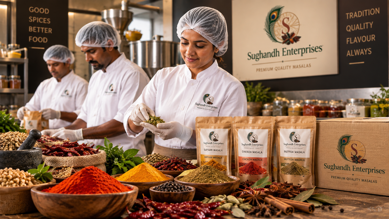 Sughandh Enterprises traditional masala manufacturing and quality team